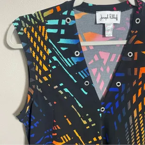 Joseph Ribkoff abstract colorful sleeveless blouse size 10 thumbnail 4