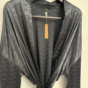 Skims WOVEN JACQUARD Medium SHORT ROBE onyx NWT thumbnail 6