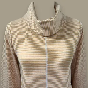 Maeve Anthropologie Mustard Striped Cowl-Neck Tunic Sweater S thumbnail 2