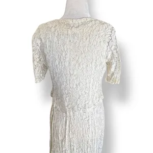 Vintage Nostalgia Lace Maxi Dress‎ Cream Romantic Cottagecore Small Deadstock thumbnail 8