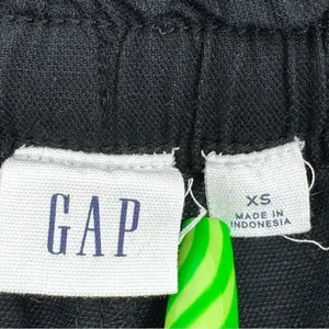 Gap Woven Slouchy‎ Pull On Crop Pants Black XS Ruffle Drawstring Waist High Rise thumbnail 7
