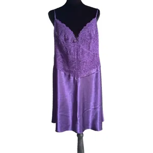 1X Purple Satin Lace Chemise Slip Dress Curvy Romantic Whimsigoth Dark Fairy thumbnail 2