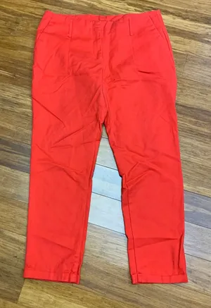 Zara Basic Red Trousers Pants High Rise‎ Utility Pockets Women Size 10 Career thumbnail 1