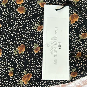 Flynn Skye Brown Floral Mini Dress Square Neck Long Sleeve Boho Whimsigoth NWT S thumbnail 4