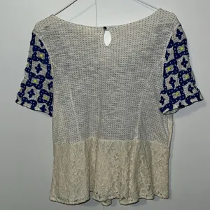 Anthropologie Deletta Beaded Lace Peplum Top Short Sleeve Shirt Blouse Women’s S thumbnail 4