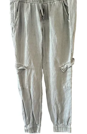 C&C California Womens Sage Green‎ Linen Blend Cargo Jogger Pants Size M Bohemian thumbnail 1