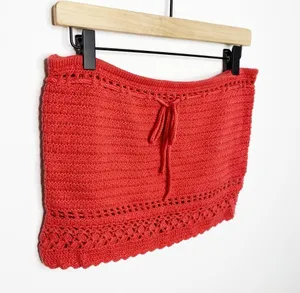American Eagle crotchet knit crop tube top rust red Festival vibes Size large thumbnail 2