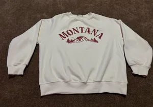Altar'd State Cream Sweatshirt with Maroon 'Montana' Print thumbnail 1