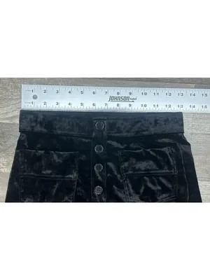 Halara Velvet straight Leg Pants Small Black Front Pockets High Waisted Pull On thumbnail 6