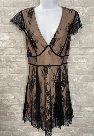 Lulus Liano Black Lace Skater Dress thumbnail 1