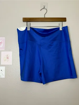 Aerie goals gloss 4” biker shorts plus size XXL 2X summer athletic beach blue thumbnail 3
