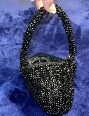 Beaded Mini Hand Held Purse ~ Black Beaded Vintage * thumbnail 3