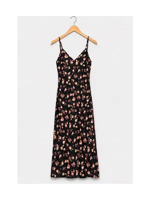 NWT Target A New Day Black Floral Print Midi Slip Dress Size M thumbnail 4
