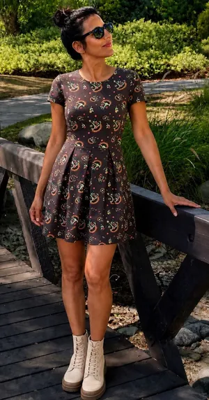 Matilda Jane Floral Fit & Flare Dress XS Brown Retro Print thumbnail 1