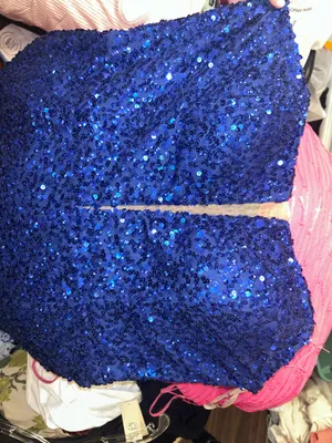 Sophia Thomas Blue Strapless Sequin Prom Dress thumbnail 4