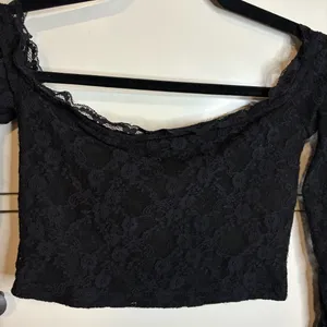 Princess Polly Black Lace Off-Shoulder Crop Top thumbnail 2