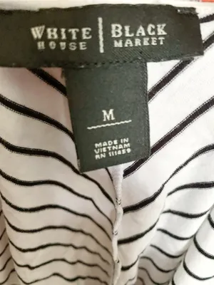 White House | Black Market B&W 3/4 Sleeve Striped Ballet Neck Top M thumbnail 3