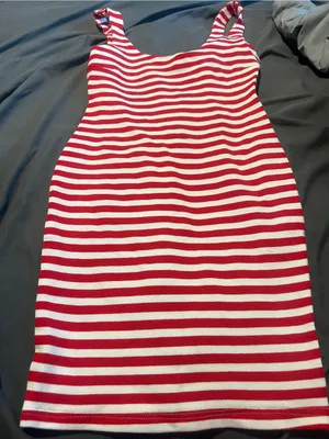 Zara red and white striped dress size xs thumbnail 8