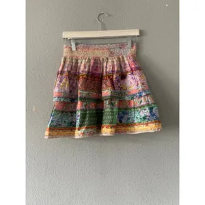 Alice and Olivia Multi Color Tiered Floral Patchwork Mini Skirt Smocked Waist thumbnail 7