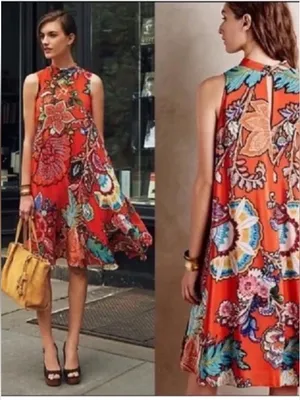Anthropologie Maeve Larkhill Silk Trapeze Swing Dress S thumbnail 4