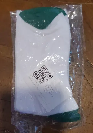 HALARA White Crew Socks with Green Stripe Accents thumbnail 1