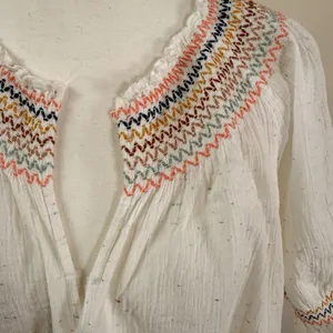 Madewell White Gauze Confetti Smocked Dress Short Sleeve Boho Cotton Large thumbnail 9