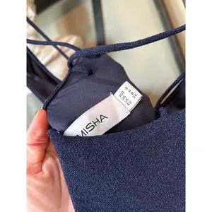 Misha Veronika Strappy Stretch Metallic Midi Dress Nightshade Blue Womens Size 4 thumbnail 10