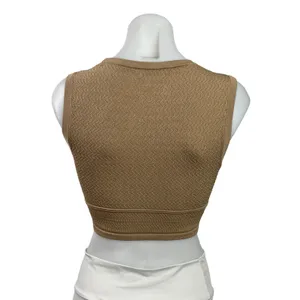 Aritzia Babaton Womens Brown Sleeveless Eyelet Crop Sweater Tank Vest Top Size M thumbnail 3