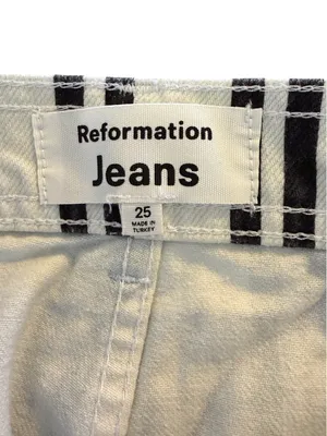 Reformation Logan Ultra High Rise Wide Leg Jeans Size 25 Black White Stripe thumbnail 4