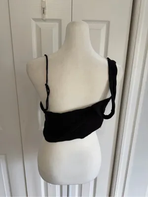 Free People Mila Tie Crop Top Black Size Medium NWT thumbnail 3