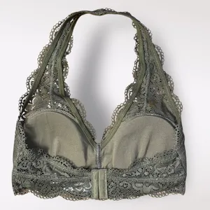 American Eagle Aerie Green Wildflower Lace‎ Padded Halter Bralette Size M NWT thumbnail 3