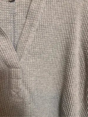 Aerie Women’s Shirt Top Waffle V Neck Oversized Heather Gray Cotton Blend XXS thumbnail 2