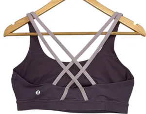 Lululemon Energy Sports Bra Womens 10 Purple Plum Strappy Activewear Yoga Gym thumbnail 1