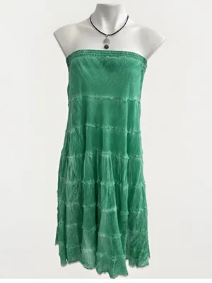 NEW METROWEAR Crinkle Madi tiered Skirt Green SMALL beach Boho Hippie Peasant thumbnail 2