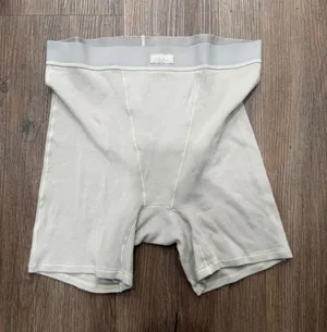 SKIMS Cotton Rib Boxer High Waisted‎ Ribbed Lounge Shorts Bone Grey Large thumbnail 1