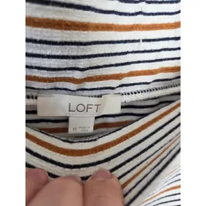 Loft Striped Midi Skirt Side Slit Off Center Stretchy Comfy Boho Modest Medium thumbnail 5