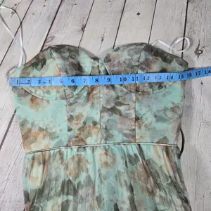 Lulus Most Beautiful Day Sage Multi Floral Print Organza Maxi Dress Large NWT thumbnail 11