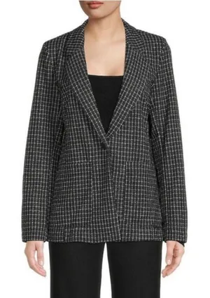 Sanctuary NWT Checked Johnnie Oversized Blazer Coat Sportcoat‎ in Black Large thumbnail 1