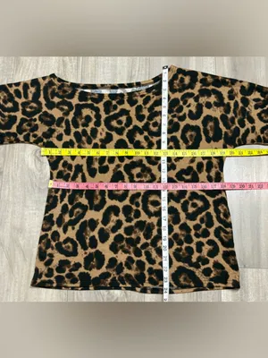 SHEIN Black and Camel Leopard Print Top Sizr M thumbnail 4