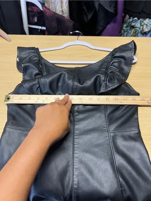 Free People Simone Vegan Short Suit Black Faux Leather Romper XS thumbnail 11