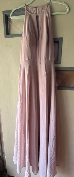 After Six Pale Blush Halter Maxi Gown thumbnail 1