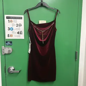 Apparel Embellished Cowl Neck Velvet Dress in Wine thumbnail 5