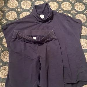 Sundays 2 piece top and bottom set cotton outfit flare elastic waist M blue thumbnail 2
