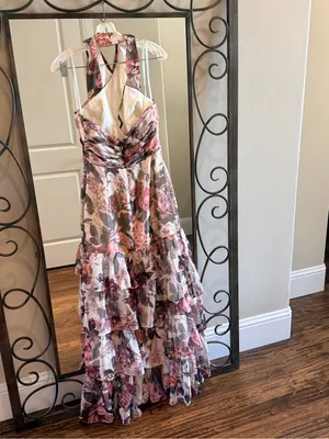 Dress The Population Maya Ruffle Halter Maxi Dress Medium Floral thumbnail 5