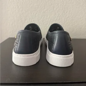 NWOT $250 Tory Burch Deep Navy Lennon Slip On Laser Cut Out Leather Sneakers 8.5 thumbnail 5