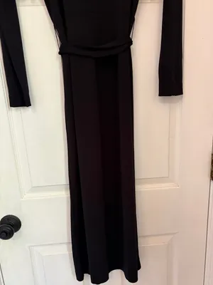 NWT!! Ann Taylor Long Sleeve Mock Neck MIDI Dress in Black with Waist Tie thumbnail 9
