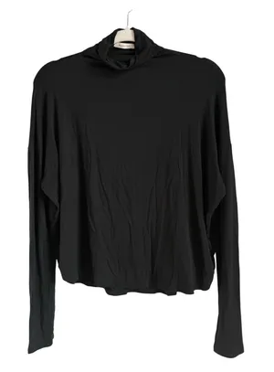 Aritzia Babaton Small Long Sleeve Top Shirt Black Mock‎ Neck Lightweight Cropped thumbnail 1