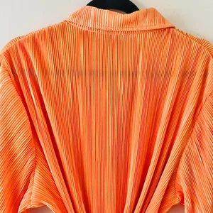 Peppermayo Soho Chic Shirt Plisse Dress, Tangerine, Size Small thumbnail 9