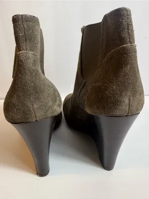 Tory Burch Adrienne Suede Wedge Ankle Booties‎ Taupe Brown Size 7M thumbnail 5