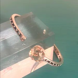 Brighton "Caviar True Colors" Hinged Bangle Cuff Champagne Cushion Cut Swarovski thumbnail 7